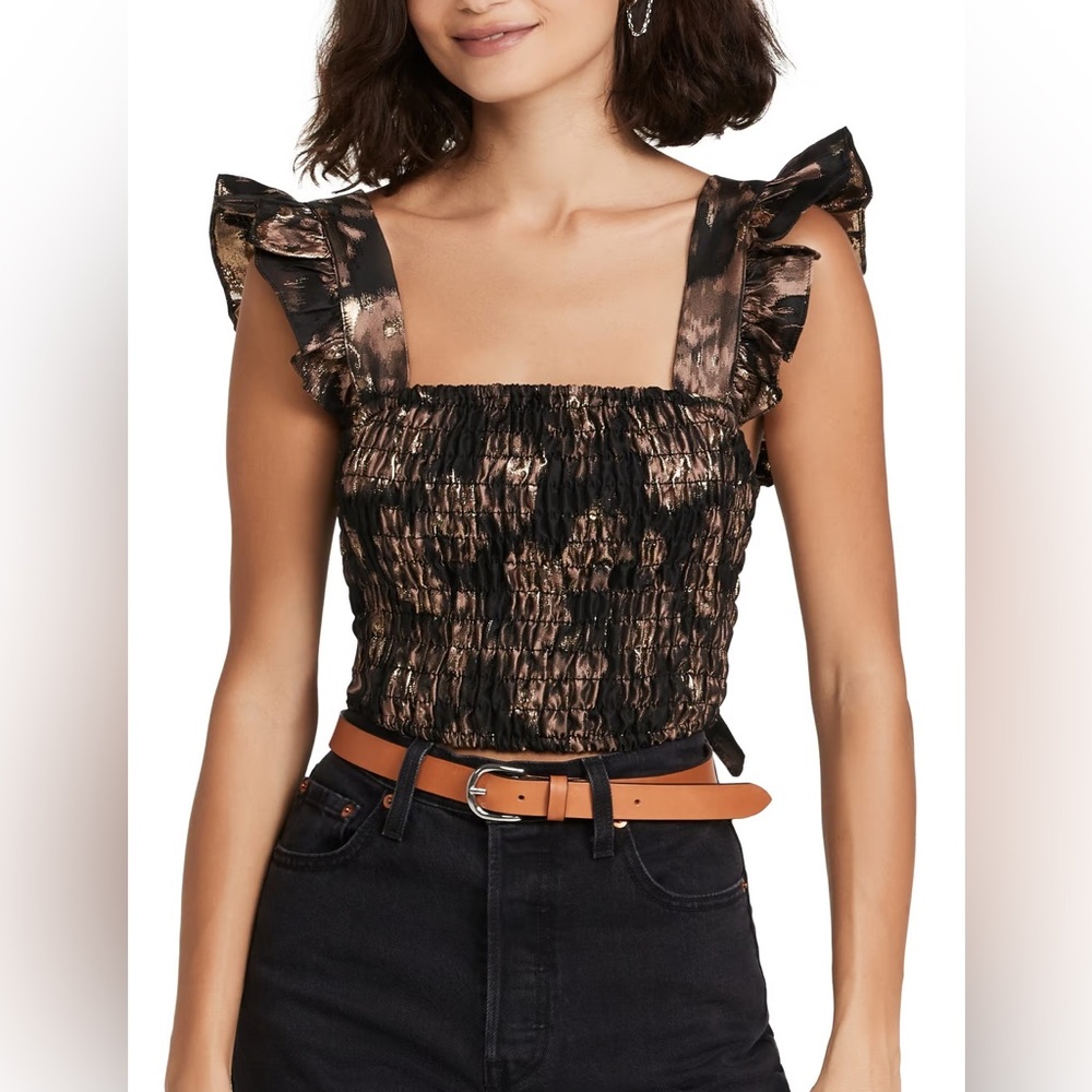 NWT MISA Los Angeles Abelia Top in Rose Gold Jacquard